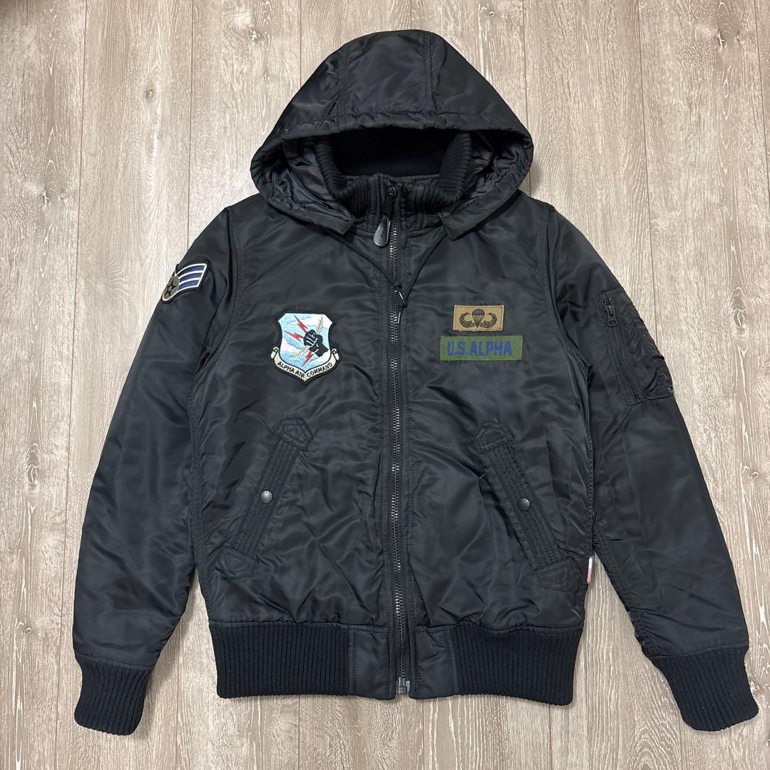 早い者勝ち！ALPHA INDUSTRIES フライトジャケット M黒 ナノユニ