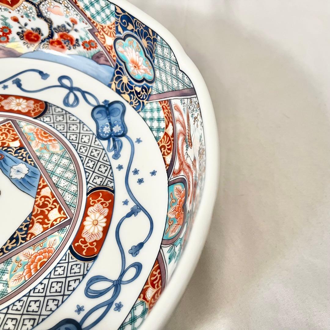 【新品・未使用】相撲力士デザインの和風皿　古伊万里 色絵 大皿　伊万里大鉢大相撲