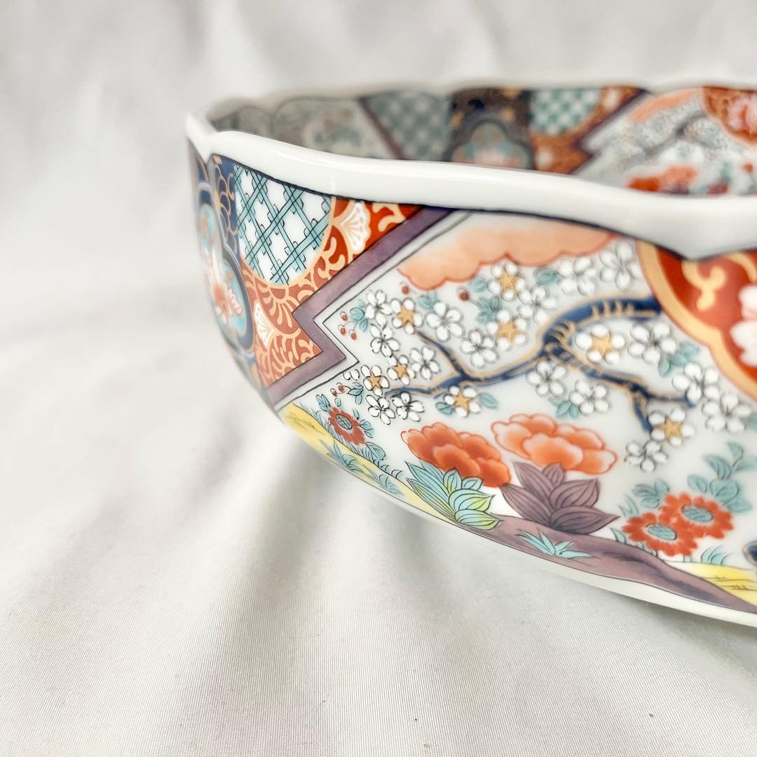 【新品・未使用】相撲力士デザインの和風皿　古伊万里 色絵 大皿　伊万里大鉢大相撲