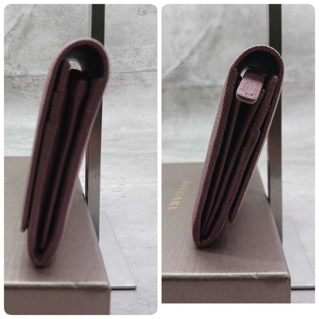 美品✨ ブルガリ レディース ロゴクリップ レザー 長財布 ダスティー ピンク