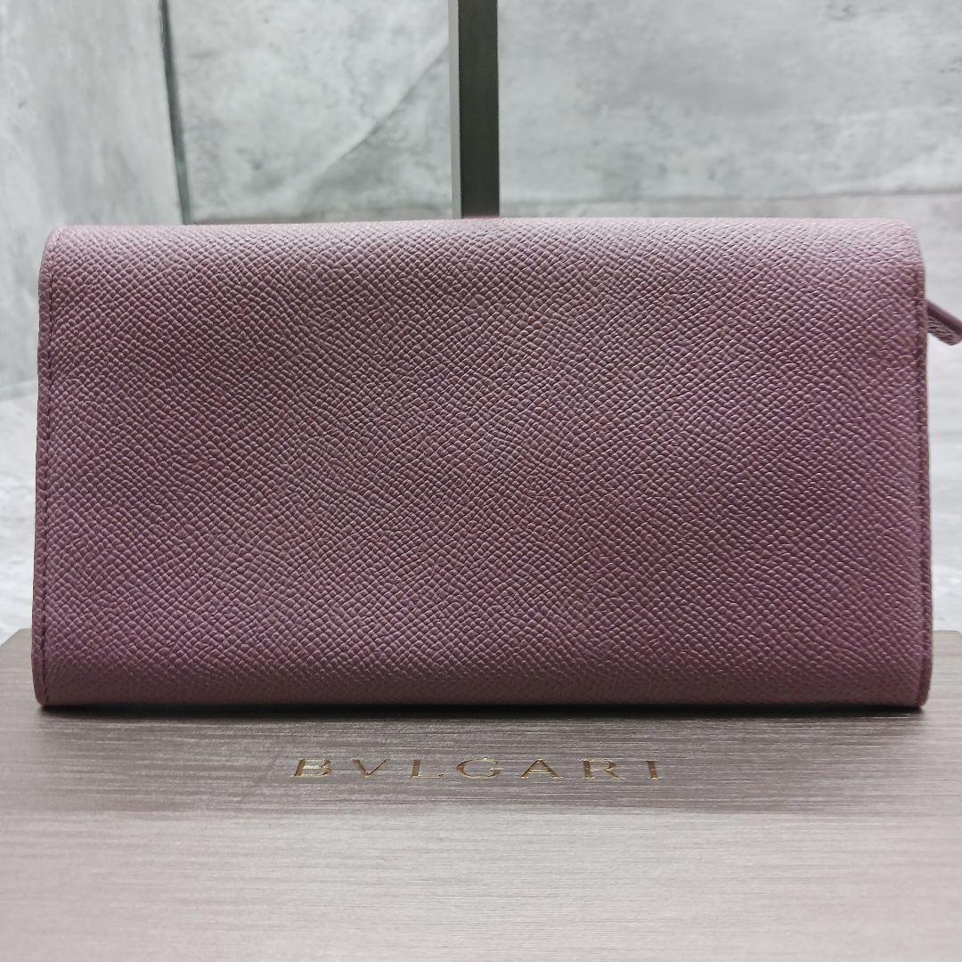美品✨ ブルガリ レディース ロゴクリップ レザー 長財布 ダスティー ピンク