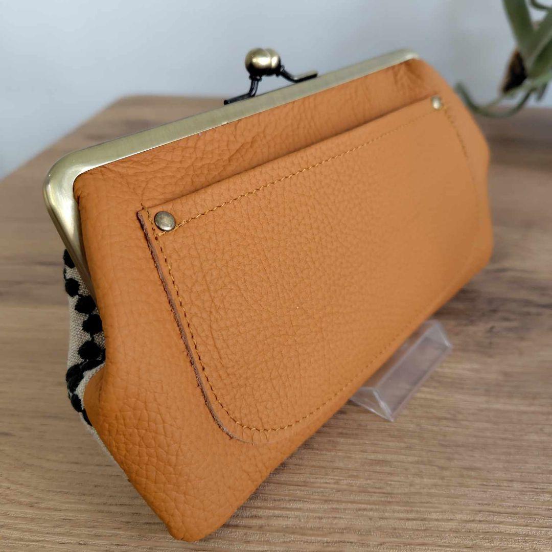 ミナペルホネン/tambourineタンバリンベージュ×GR/がま口長財布革