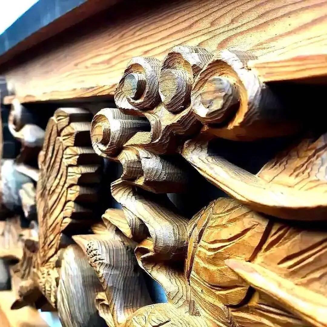 【井波彫　特殊彫り 欄間】千羽鶴 木彫り 彫刻