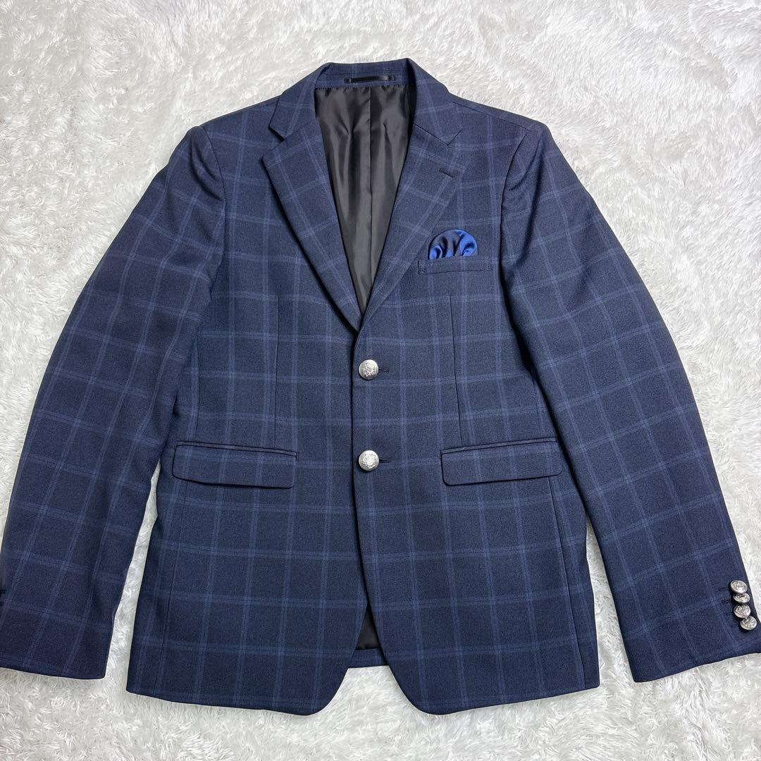 美品男の子 卒業式 WANDER FACTORY ネイビーチェックスーツ 170