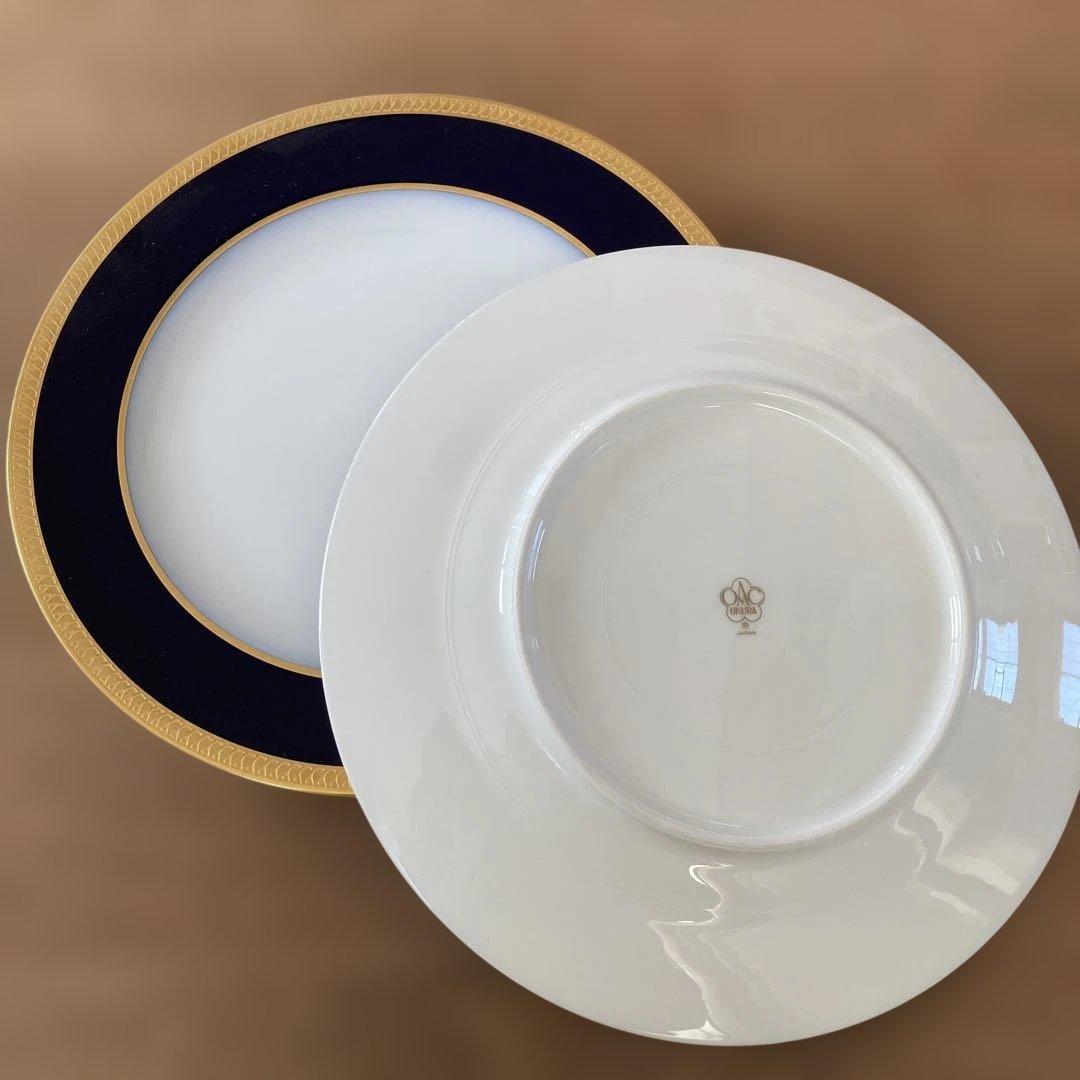 【ひろちゃん】大倉陶園　瑠璃片葉金蝕 20cmプレート4枚