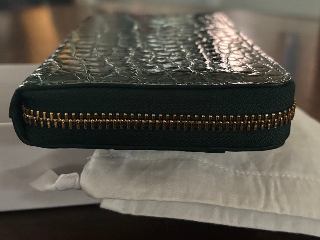 値下げ　クロコダイル　ラウンドファスナー長財布