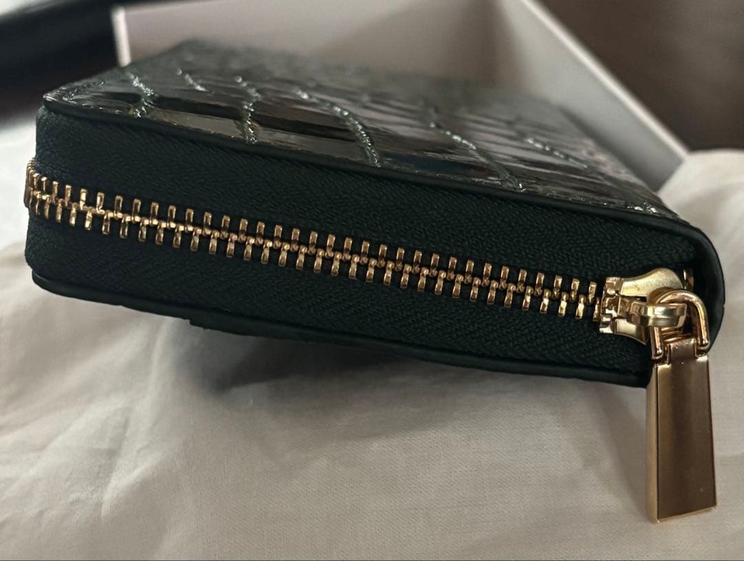 値下げ　クロコダイル　ラウンドファスナー長財布