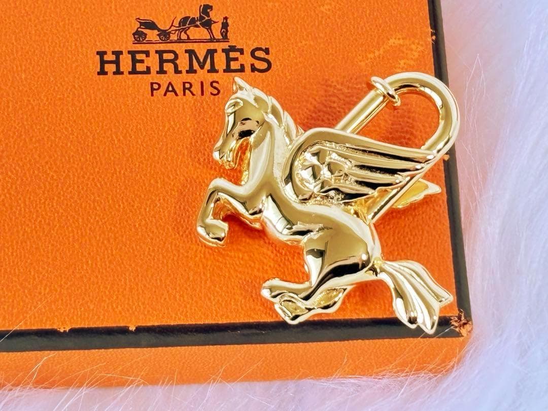 極美品 エルメス カデナ ペガサス キーホルダー １９９３年限定 ゴールド