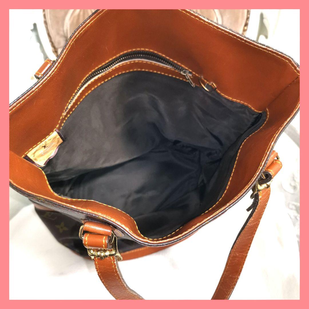 【美品】ルイヴィトンLVモノグラム肩掛けトートバッグ バケットバケツバッグ鑑定済