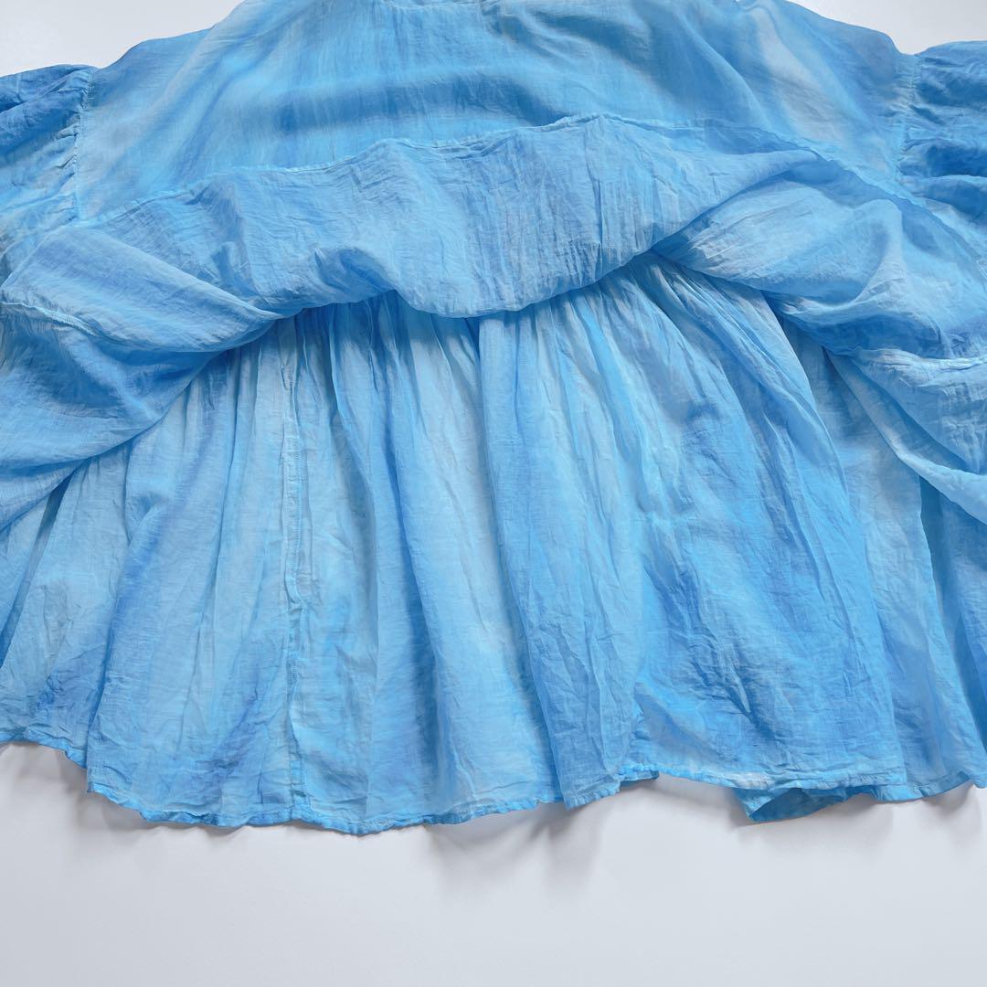 ▪️24SS ミズイロインド ピグメントダイワイドギャザープルオーバー ブルー