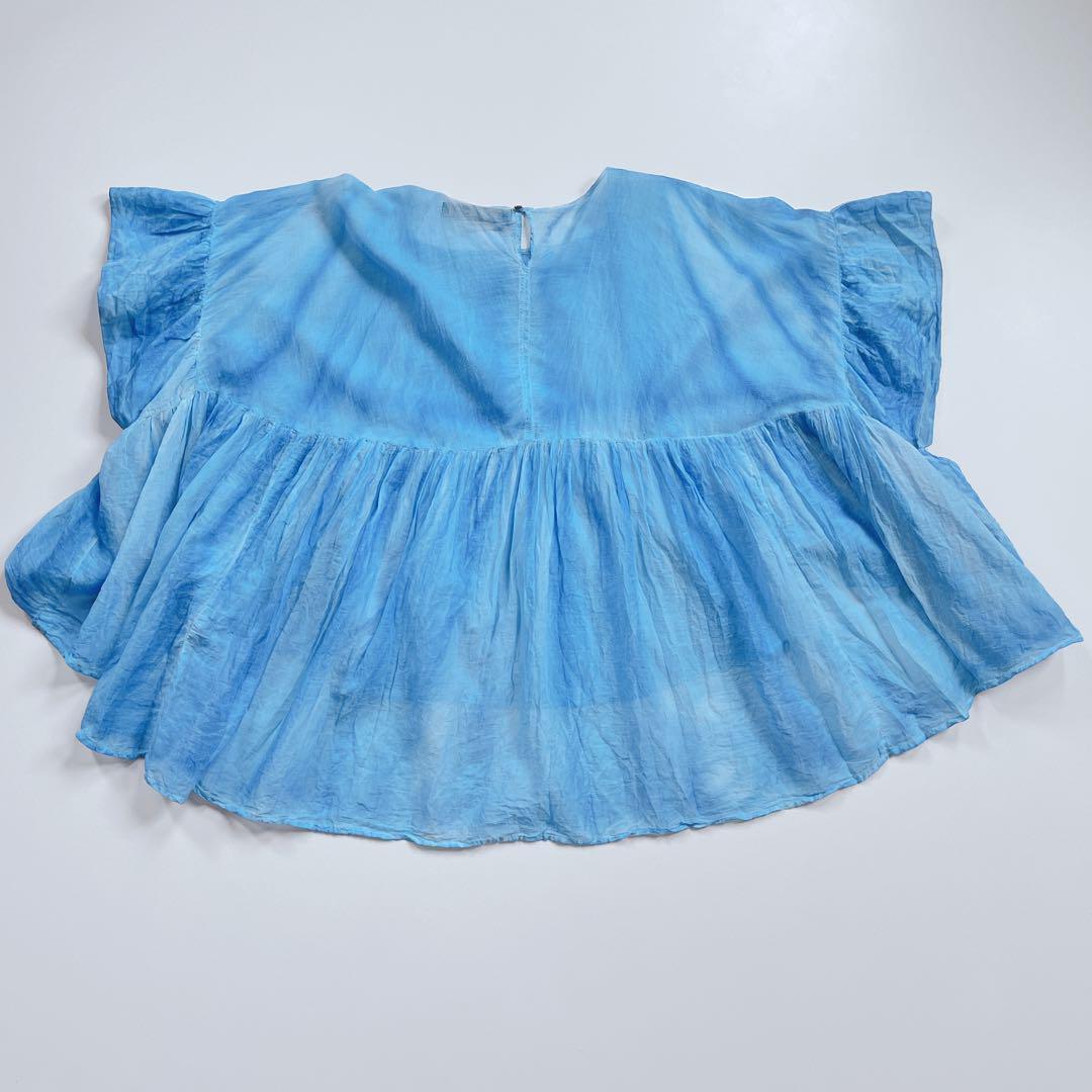 ▪️24SS ミズイロインド ピグメントダイワイドギャザープルオーバー ブルー