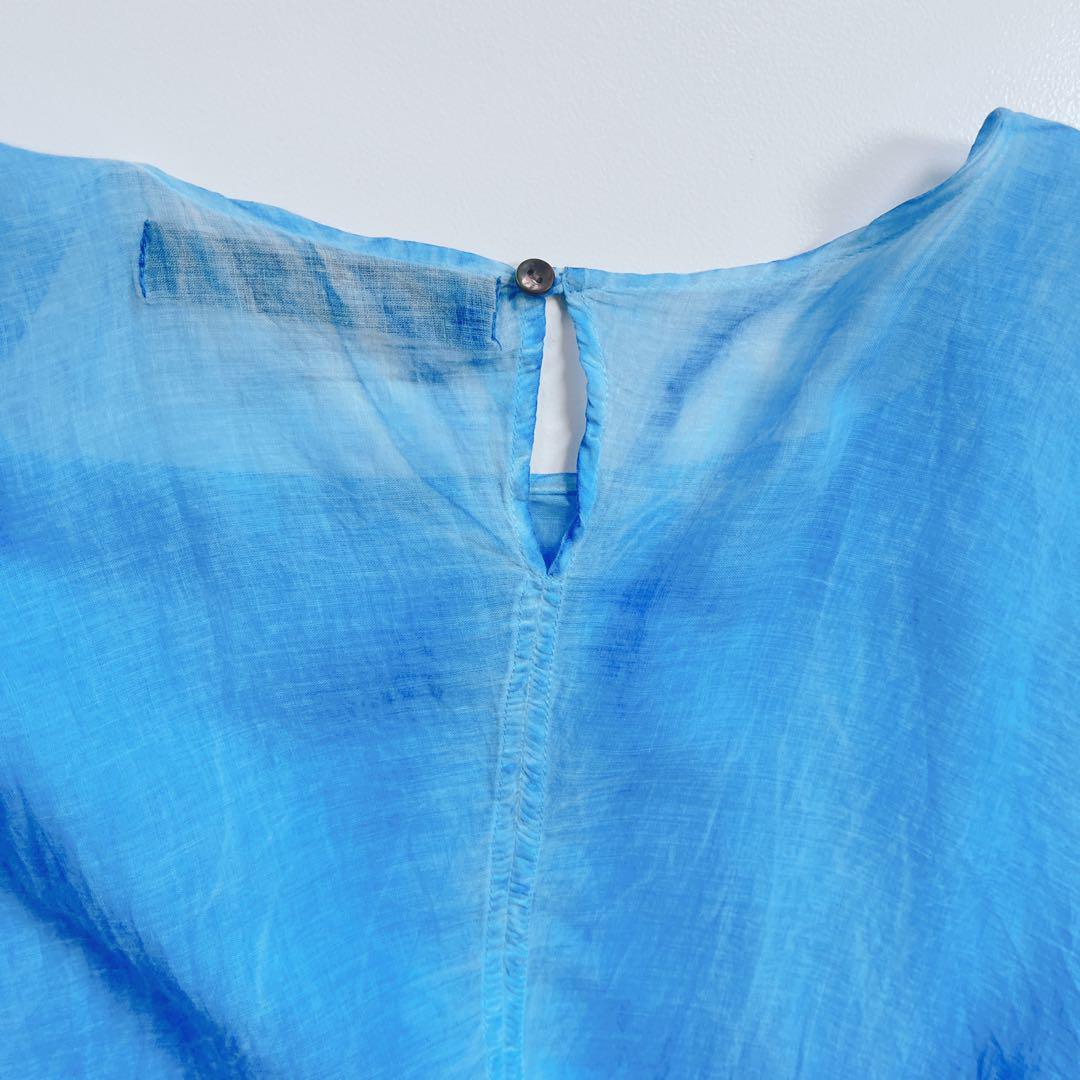 ▪️24SS ミズイロインド ピグメントダイワイドギャザープルオーバー ブルー