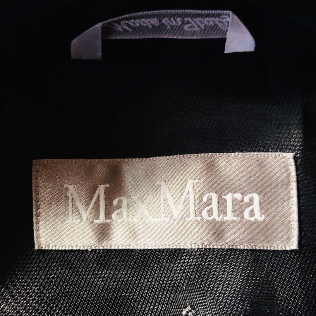 希少42✨美品 マックスマーラ ベルテッドコート アンゴラ 女優襟 ブラック