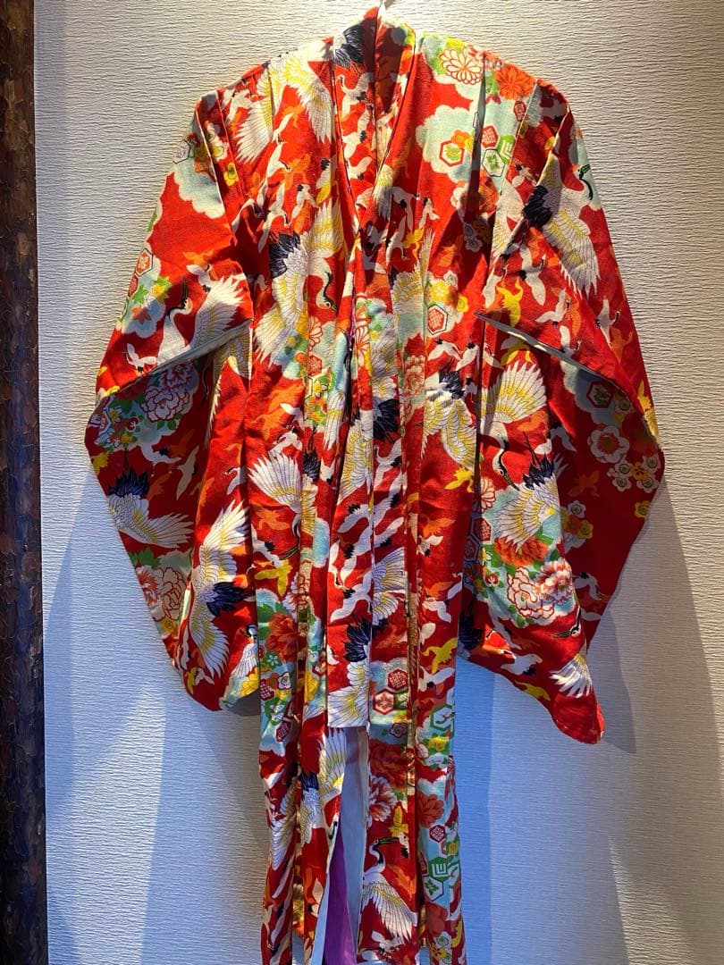 そる　大正ロマンアンティーク着物　正絹　三歳〜五歳向け　お襦袢付き