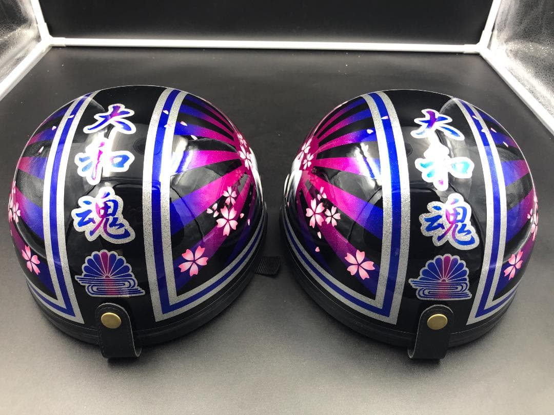 コルク半　カスタム　富士日章　三つボタン　ブラックピンクブルー　ラメ　桜セット