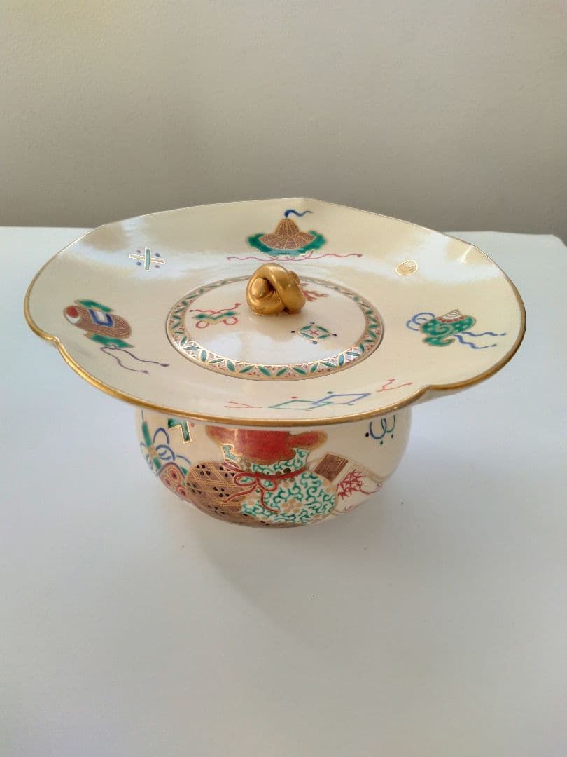 仁清宝尽砂金袋　 水指 暁山　岡田暁山　共箱　茶道具 砂金袋　初釜　正月茶会に