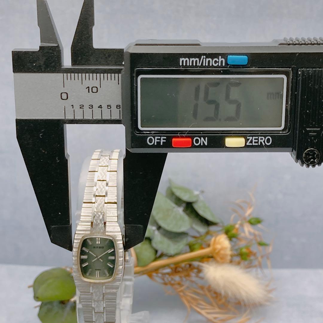 【稼動品】RADO 手巻き腕時計 グリーン レディース　ヴィンテージ　シルバー