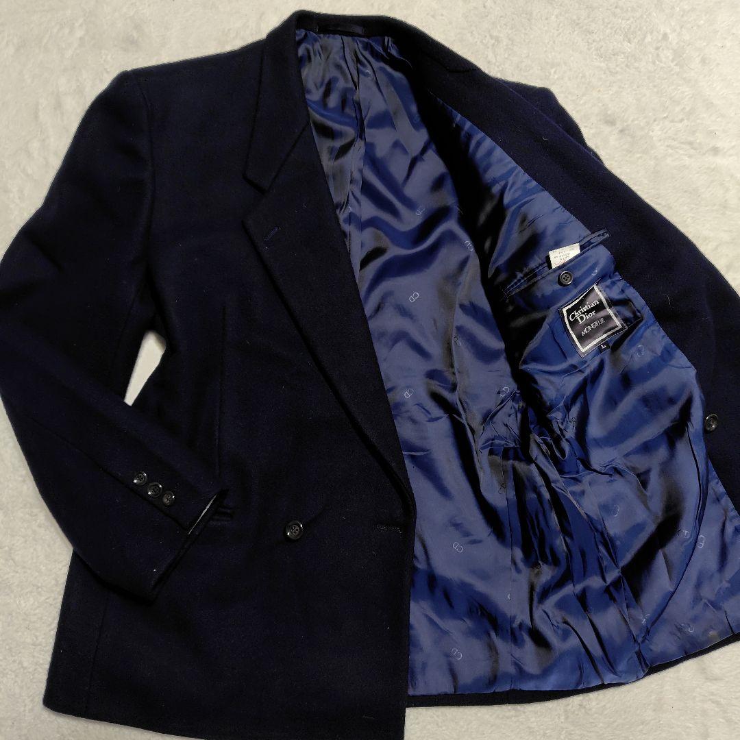 Christian Dior ピーコート ネイビー L ダブルブレスト ウール