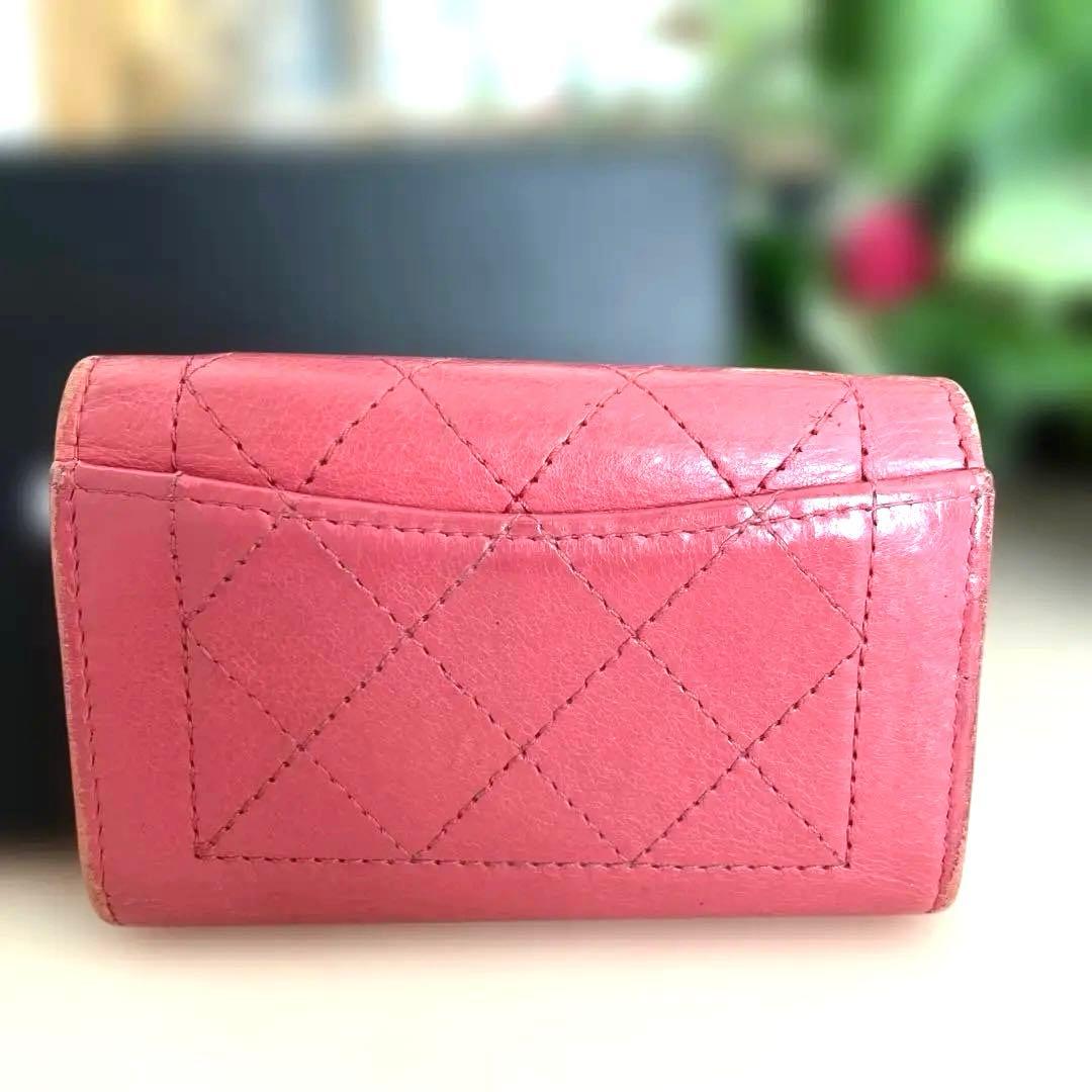 CHANEL キルティング レザーキーケース ピンク