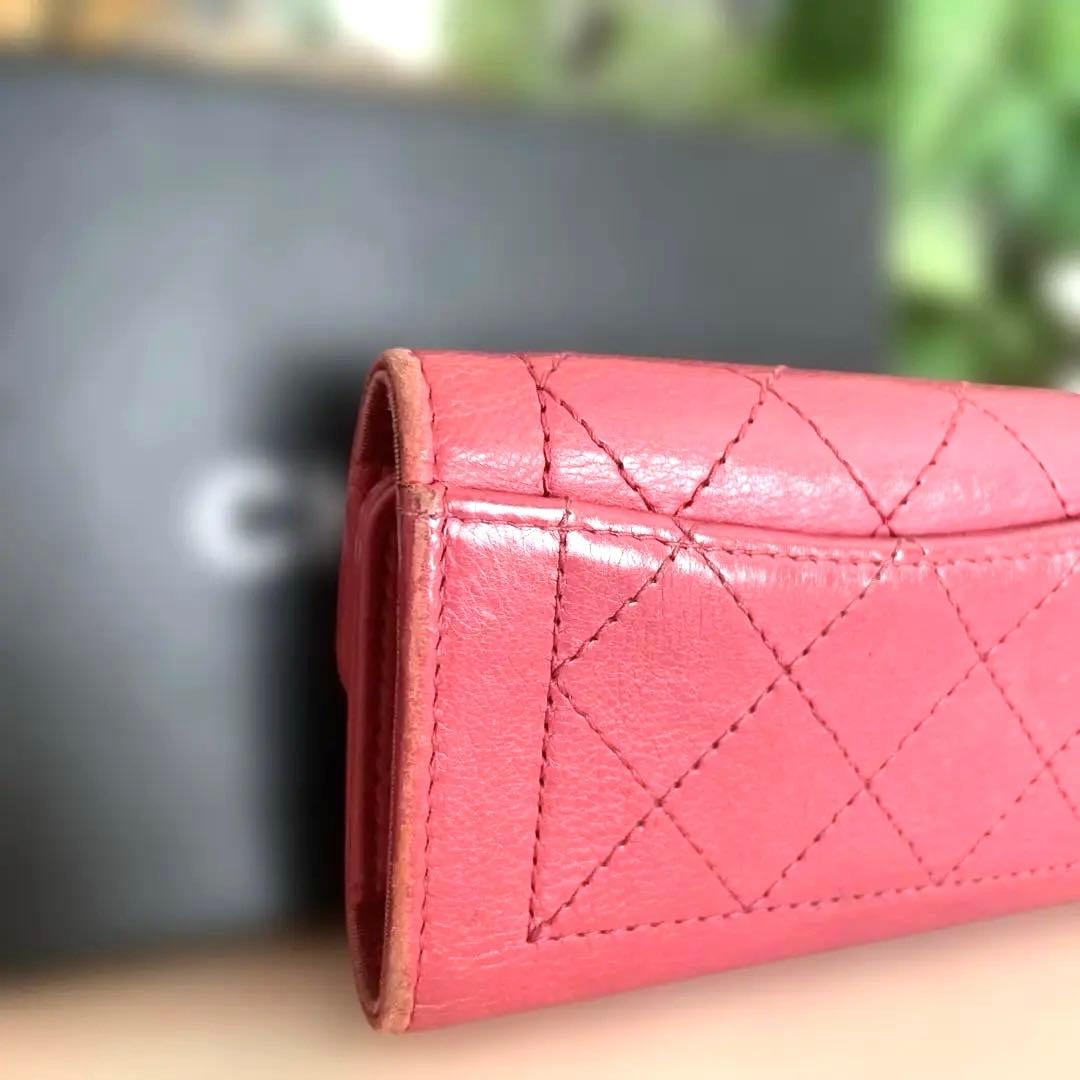 CHANEL キルティング レザーキーケース ピンク
