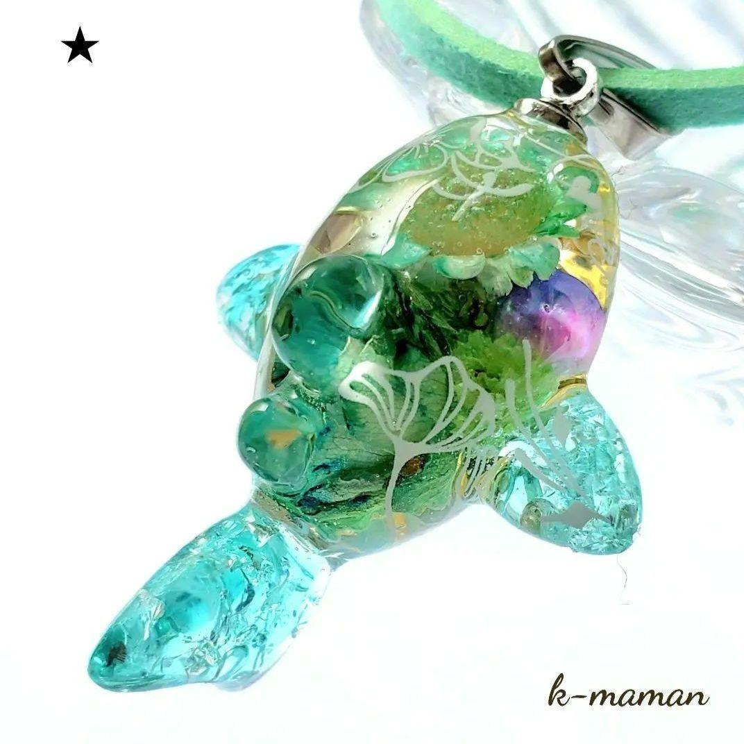 はくとん　　佐竹ガラスの星空ネックレス　レジンネックレス　ハンドメイド