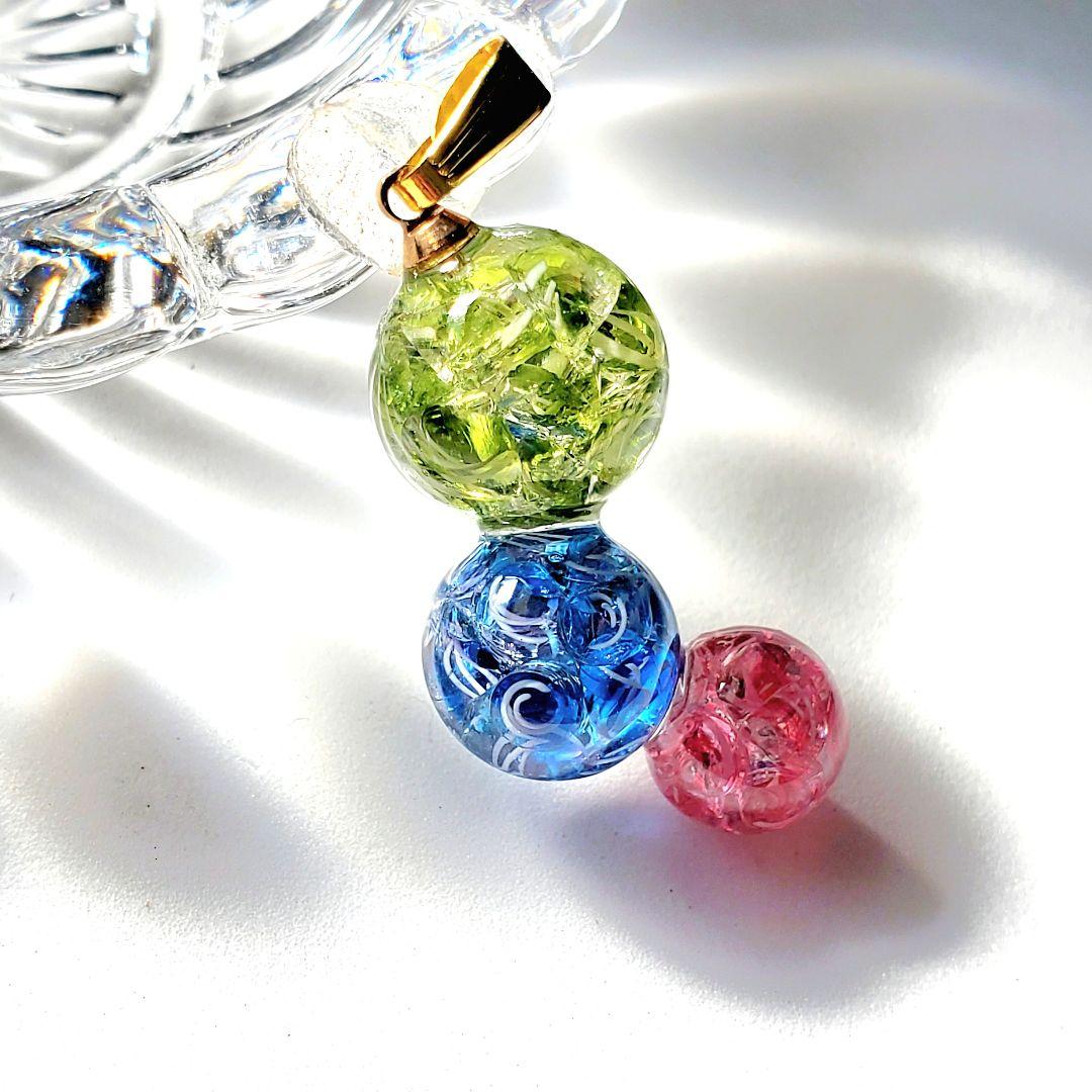 はくとん　　佐竹ガラスの星空ネックレス　レジンネックレス　ハンドメイド