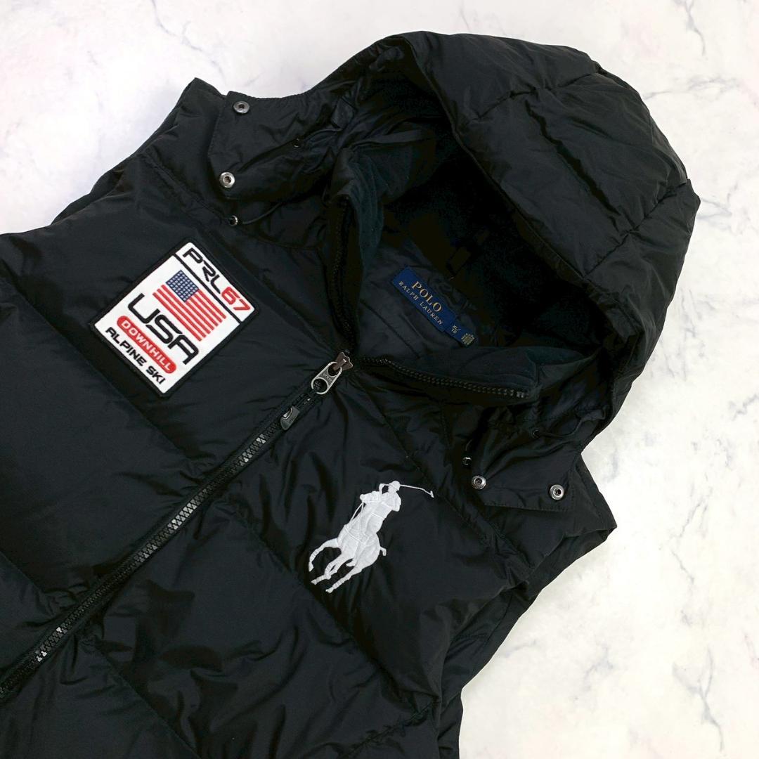 ポロラルフローレン ダウンベスト ビッグポニー 星条旗 ブラック XL　D919