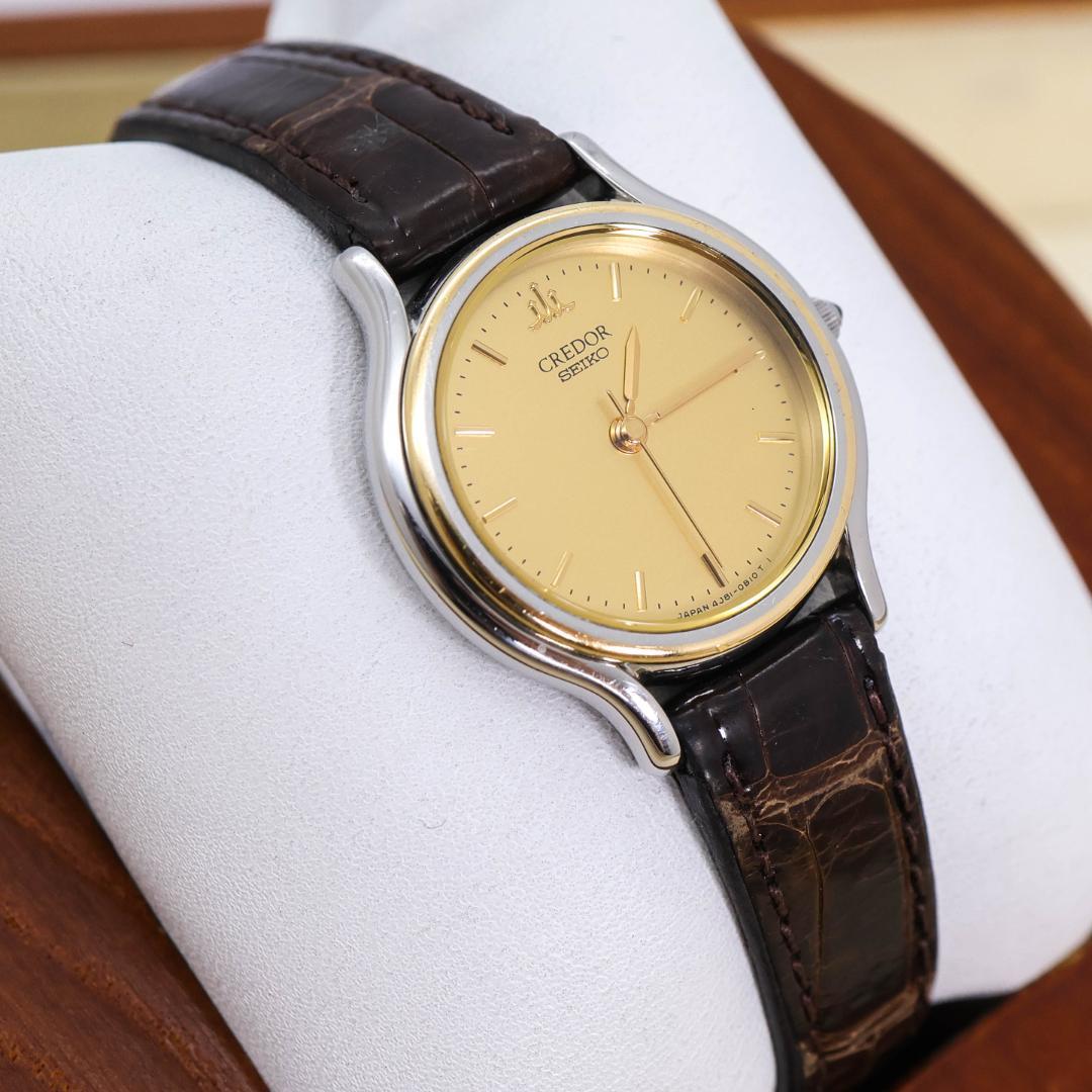 稼働 SEIKO CREDOR 腕時計 18金ベゼル 女性 クラシカル 2402