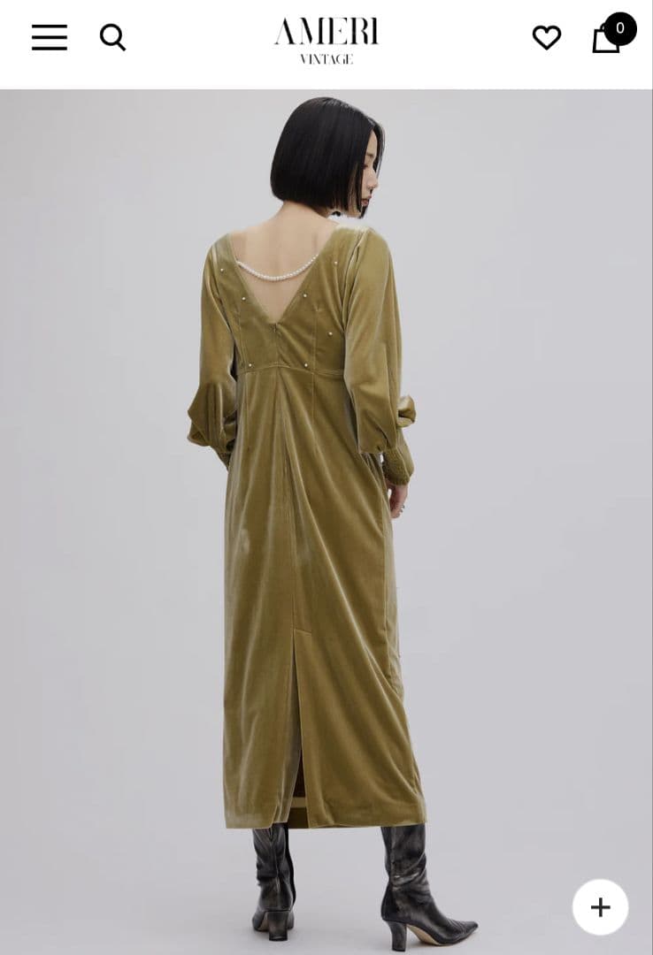 Ameri　BACK OPEN PEARL VELOUR DRESS