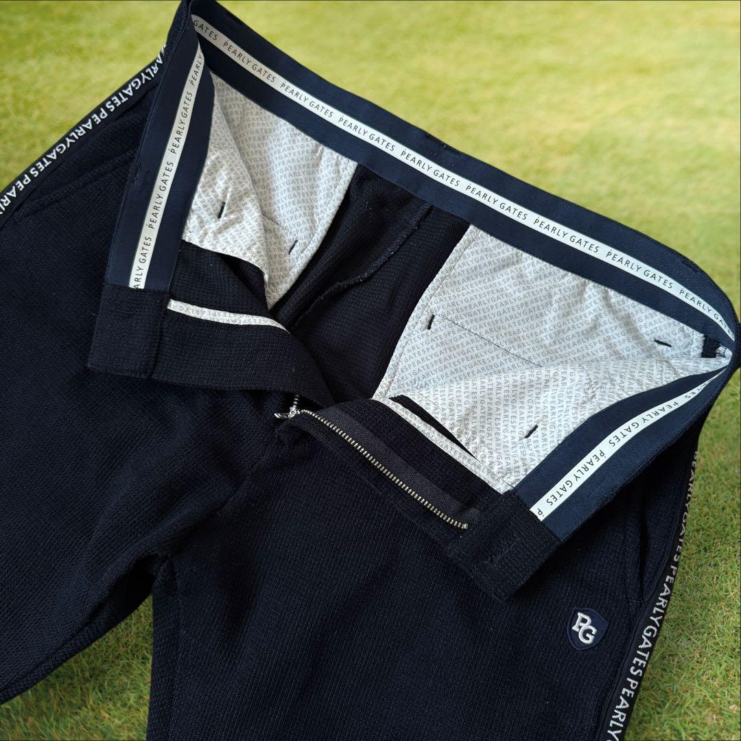 人気デザイン　パーリーゲイツ　パンツ　L〜XL相当 紺　黒　サイドライン　5