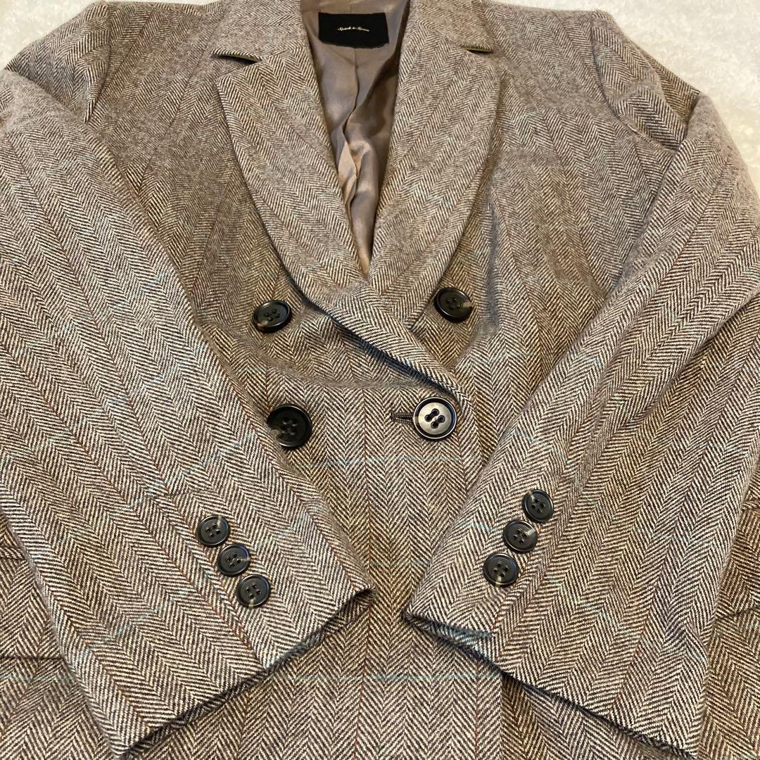 【Spick and Span】美品 ウールヘリンボンジャケット ブラウン 38