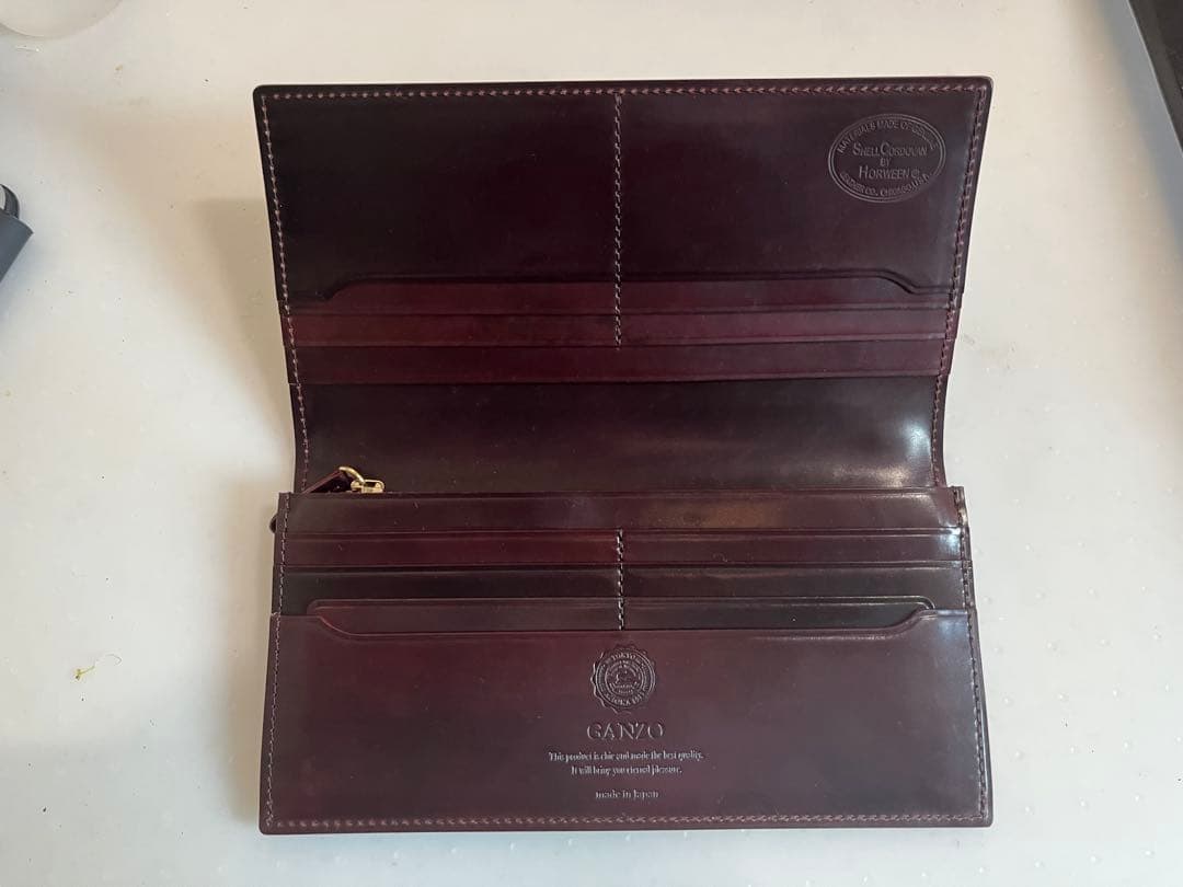 未使用 GANZO シェルコードバン2 小銭入れ付き財布　バーガンディ