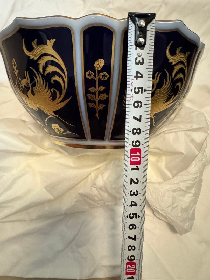 大倉陶園 瑠璃地金蝕鳳凰文輪花 菓子鉢銘々皿 限定１００組 創立七十五周年記念