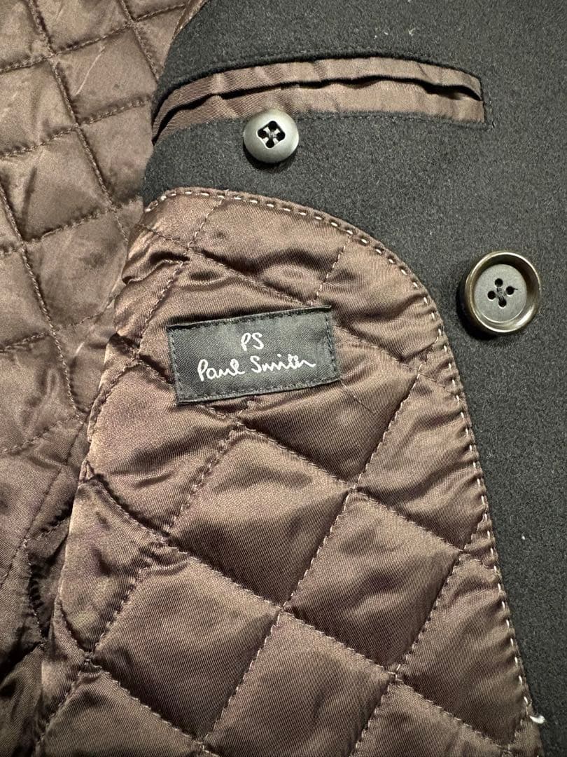 Paul Smith 黒 ダブルブレスト ピーコート ウール(カシミヤ入り)