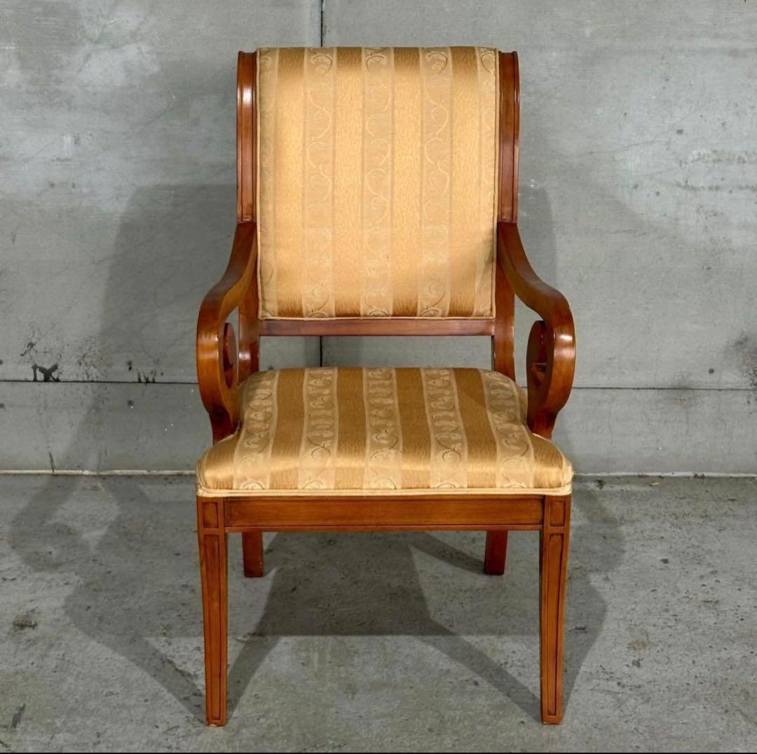 ✦優雅な曲線美✦ロココ調クラシックチェア　アームチェア　真鍮調装飾　ヴィンテージ