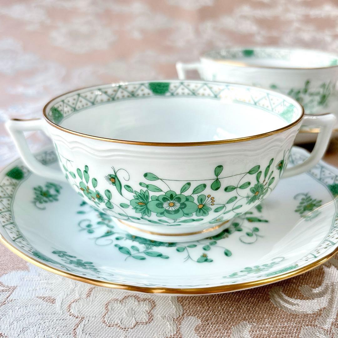 レア美品❤️レイノー❤️リモージュ❤️インドの華❤️スープカップ❤️ダブルハンドル❤️6客