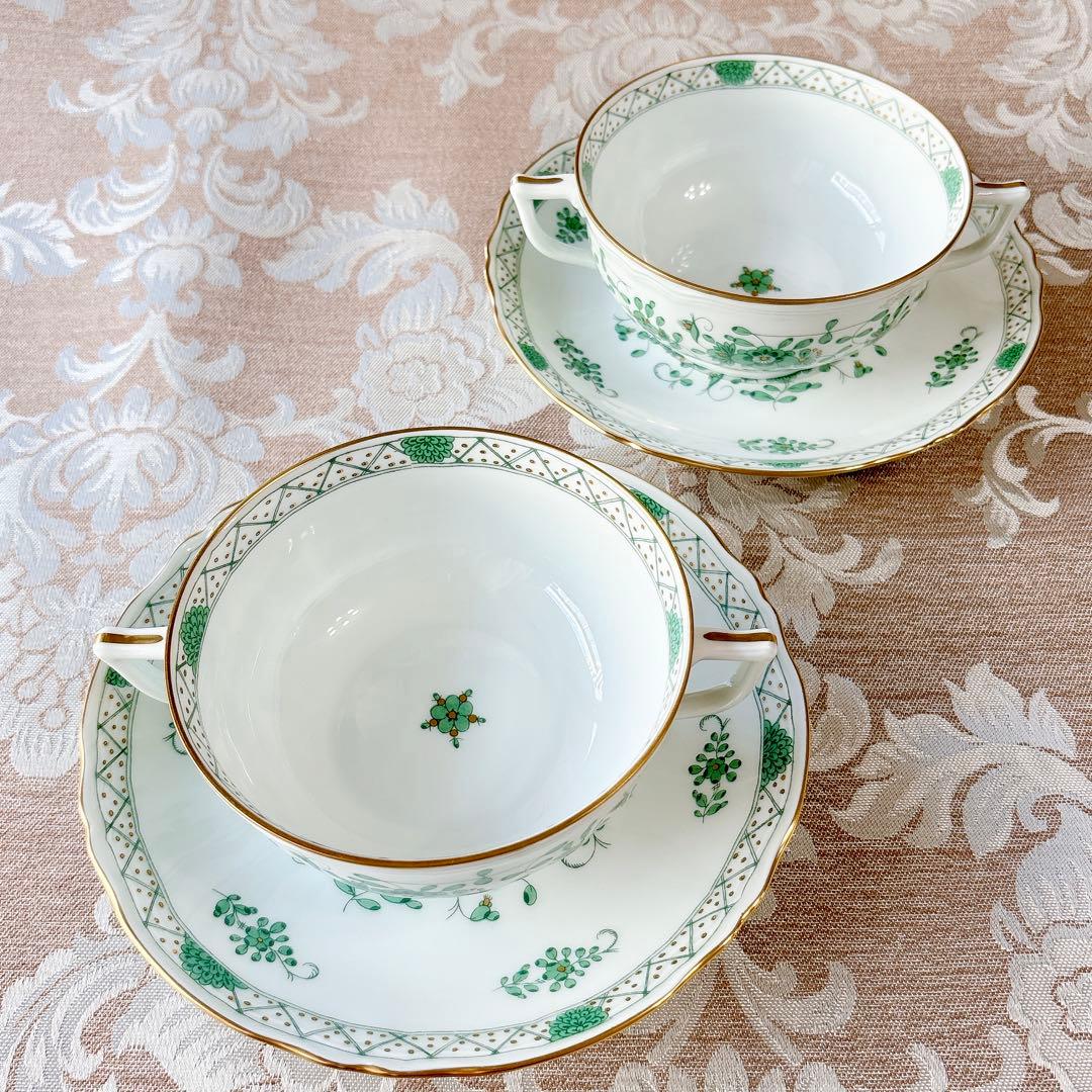 レア美品❤️レイノー❤️リモージュ❤️インドの華❤️スープカップ❤️ダブルハンドル❤️6客