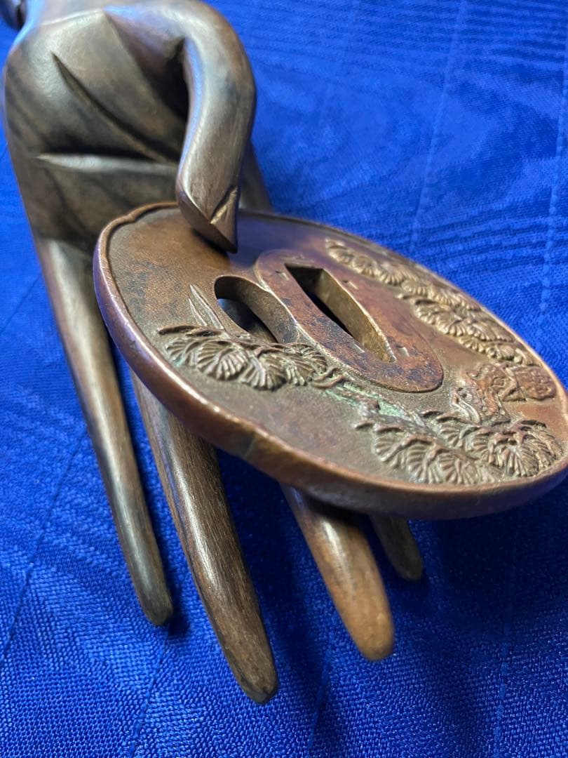 日本刀　刀　鍔　銅製　松の柄