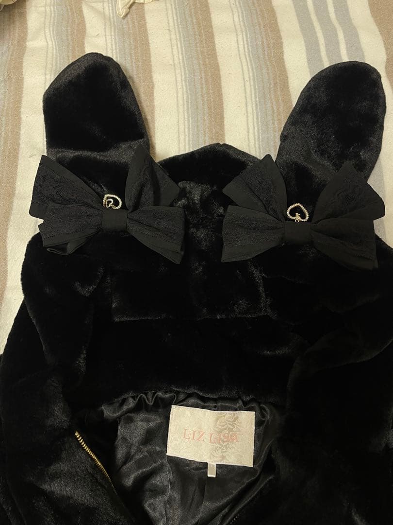 LIZLISA うさみみファーブルゾン 黒 リズリサ