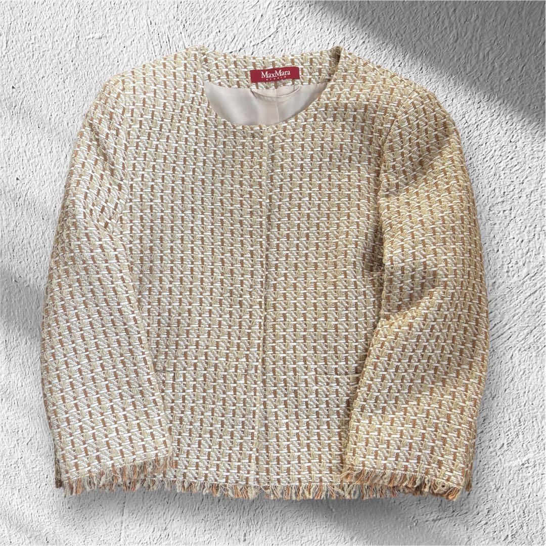 MaxMara ノーカラージャケット ツイード 入学式 卒業式 謝恩会