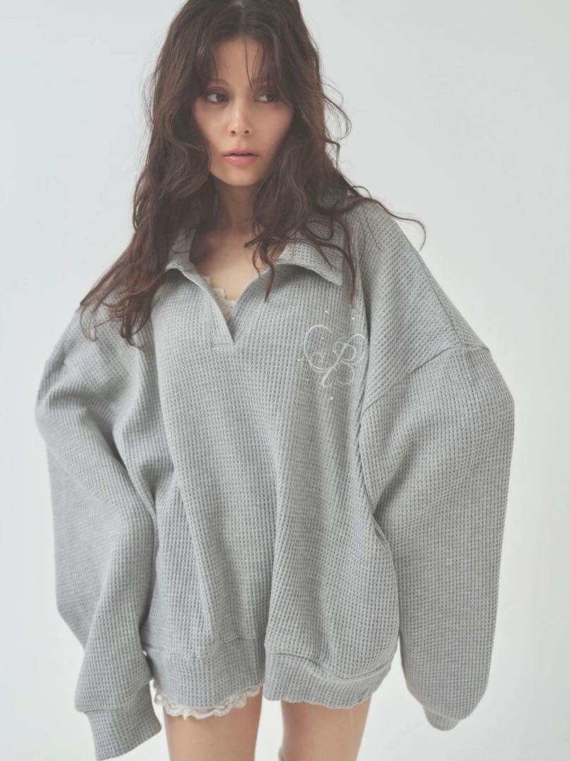 トップス Pellicule waffle collartops