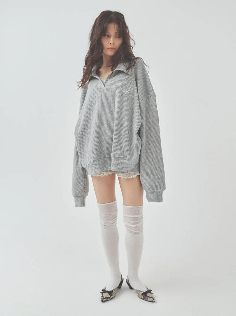 トップス Pellicule waffle collartops