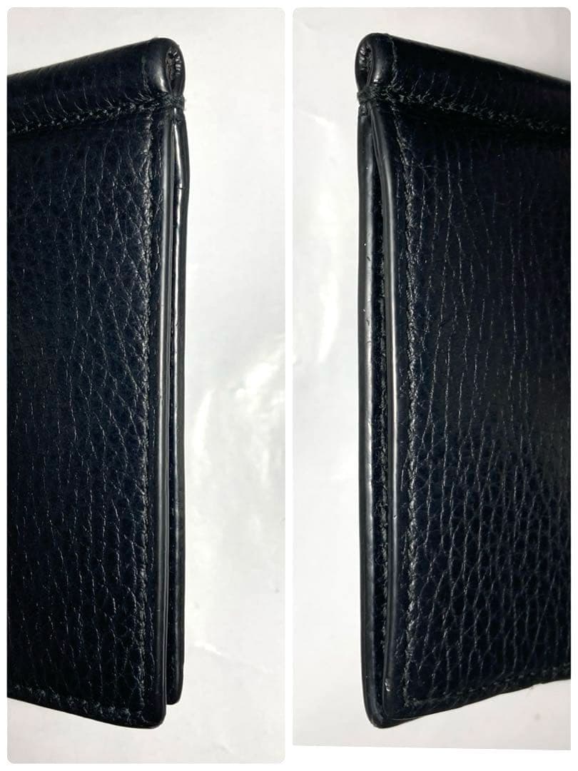 良品　グッチ　グッチロゴ　レザー　マネークリップ付き　カードケース　ブラック