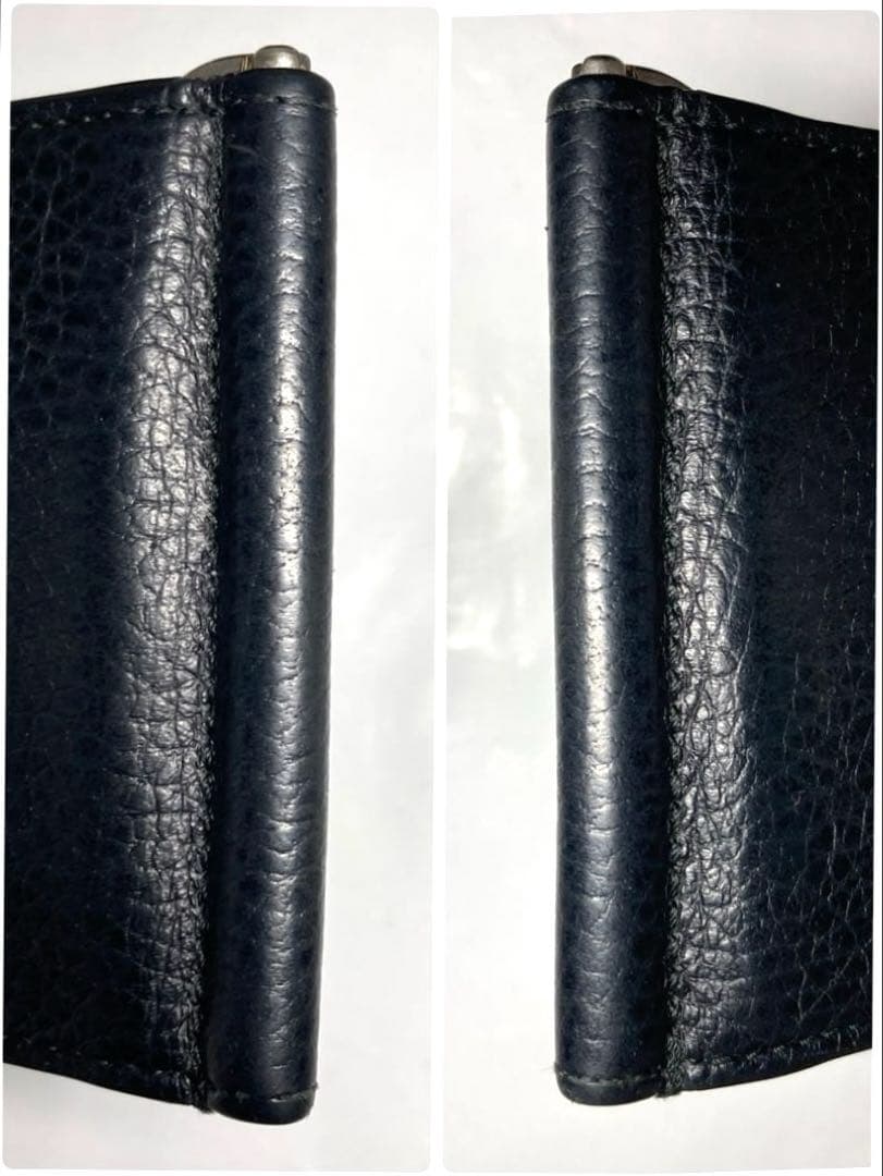 良品　グッチ　グッチロゴ　レザー　マネークリップ付き　カードケース　ブラック