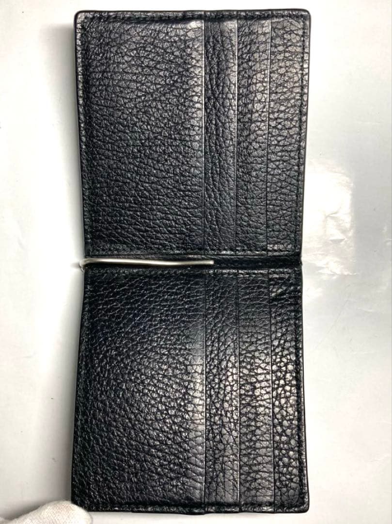 良品　グッチ　グッチロゴ　レザー　マネークリップ付き　カードケース　ブラック