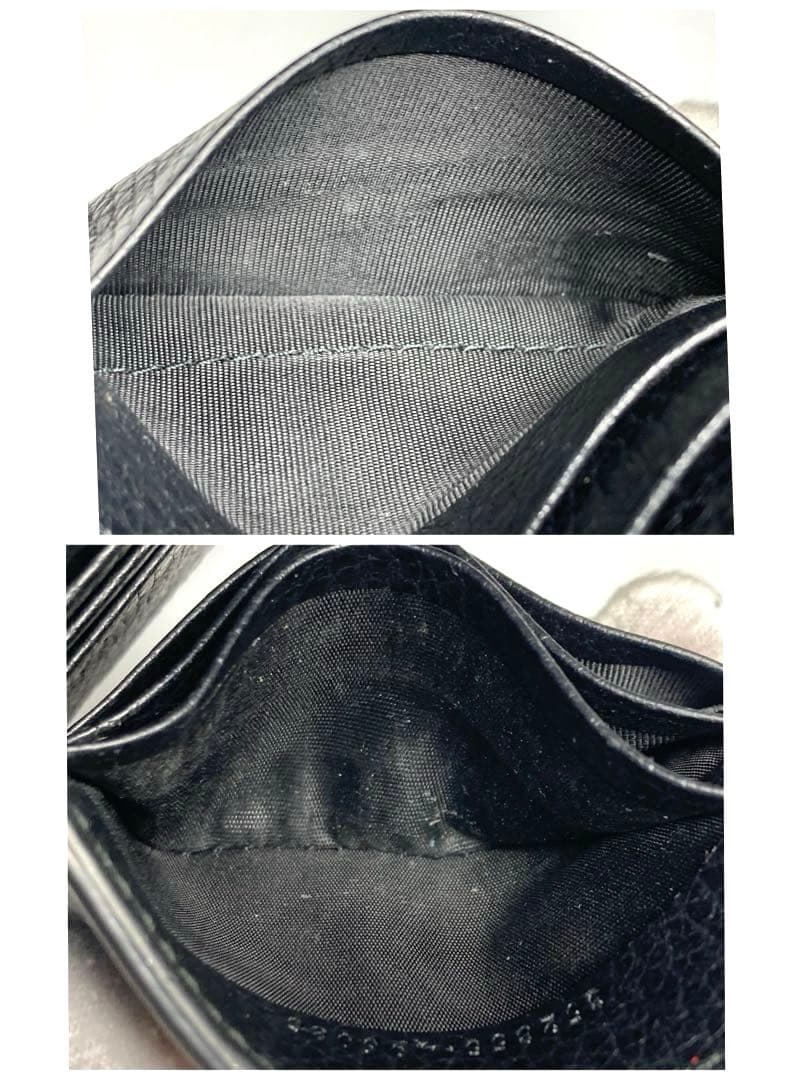 良品　グッチ　グッチロゴ　レザー　マネークリップ付き　カードケース　ブラック