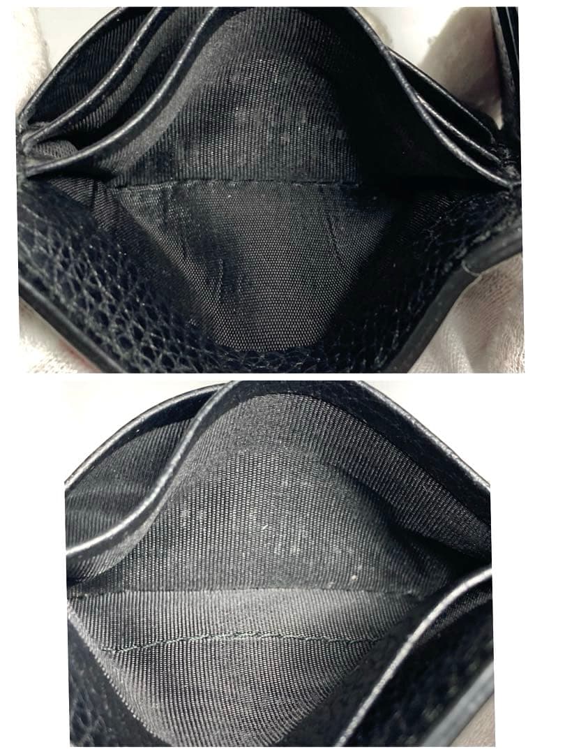 良品　グッチ　グッチロゴ　レザー　マネークリップ付き　カードケース　ブラック