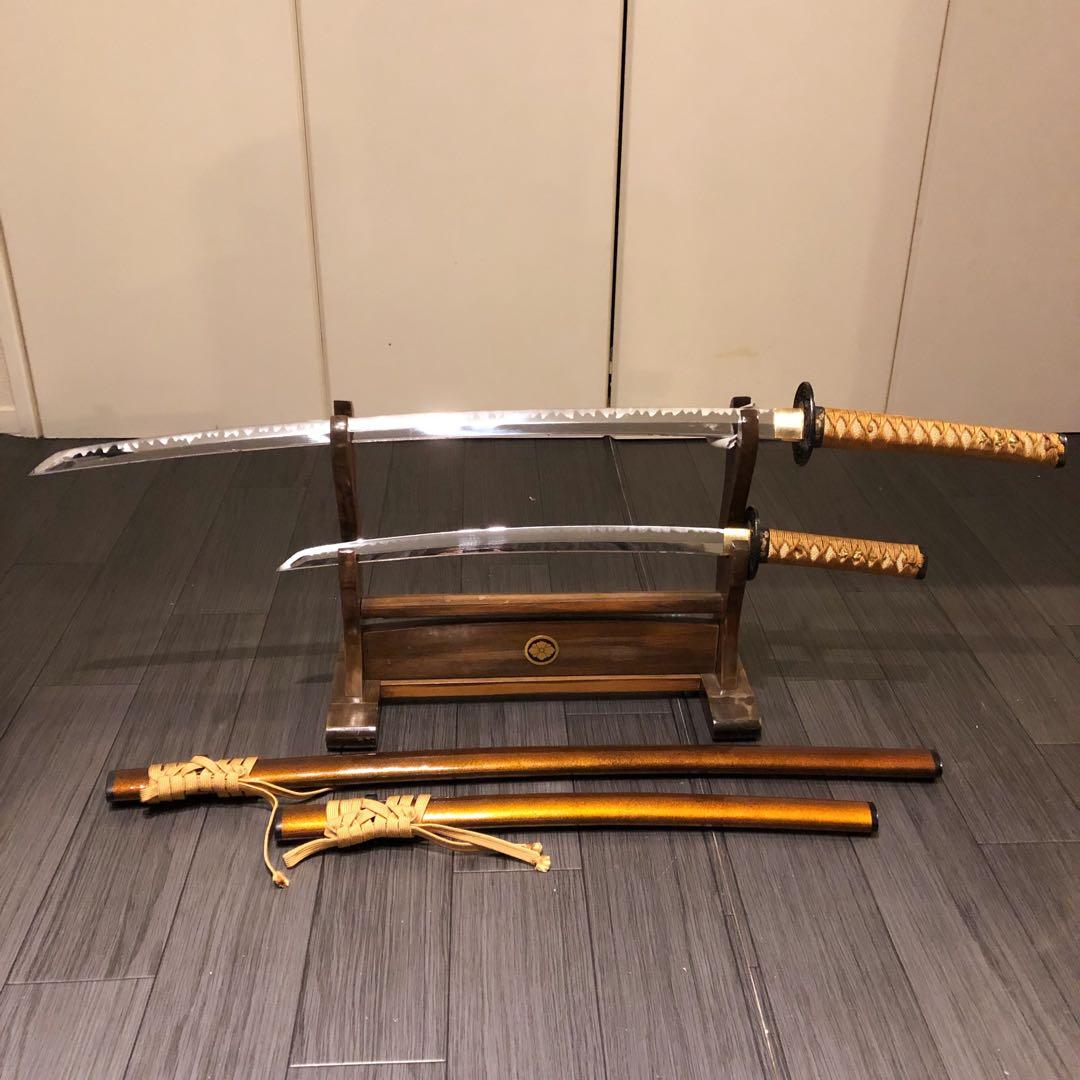 本格模造刀　居合刀　 美術刀剣　太刀　脇差　大小セット　橙拵え