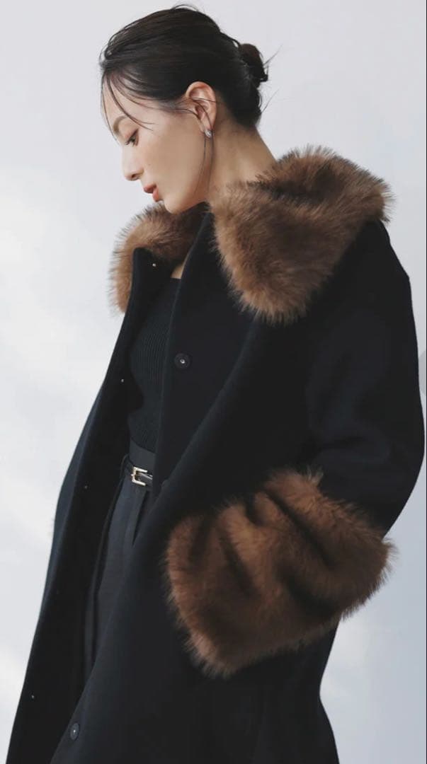 anuans ファートリムコクーンコート （BLACK）