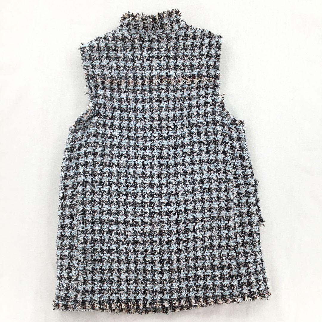 バッカ トゥモローランド ロングベスト 中綿 ツイード フリンジ オーバーサイズ